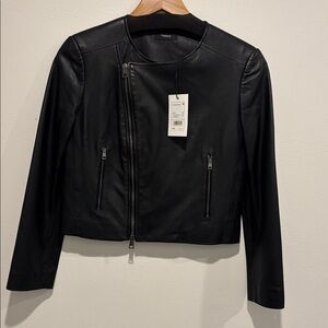 Theory Black Asymmetrical Leather Jacket